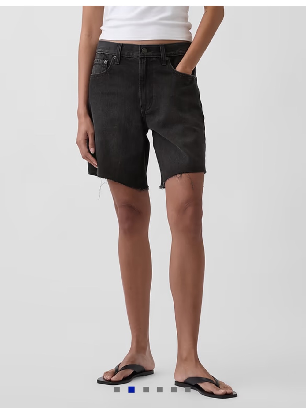 Gap women’s Black Raw-Hem Denim Bermuda Shorts